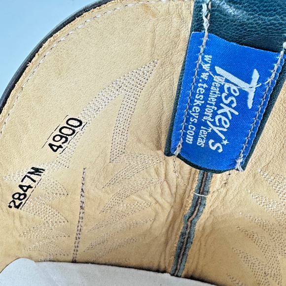 TESKEY'S Masonic Western Boots MENs Size 9 MADE IN USA Leather BRAND NEW IN BOX - Picture 10 of 12